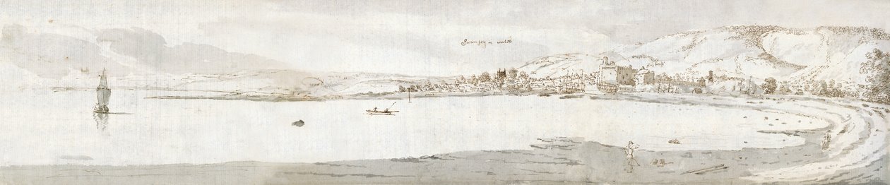 Swansea, asi 1678 (akvarel a hnědá tuš na papíře) od Francis Place