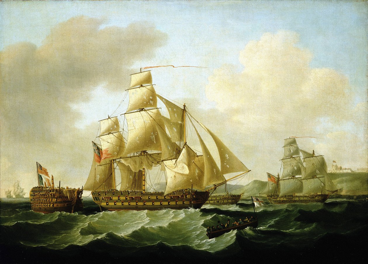 Epizody z napoleonských válek (1803-1815): triumfální návrat s uprchlíky zajatými Richardem Strachanem u pobřeží Rochefortu (Francie), 4. listopadu. od Francis Sartorius