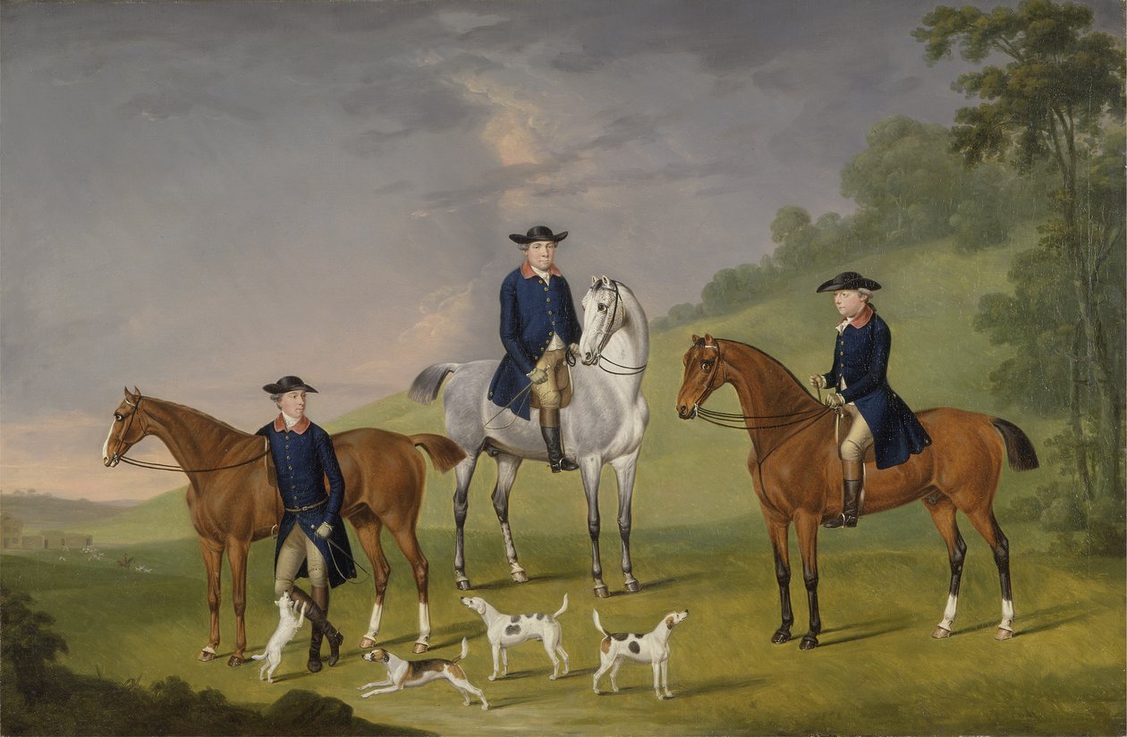 John Corbet, Sir Robert Leighton a John Kynaston se svými koňmi a psy od Francis Sartorius