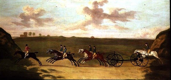The Carriage Match v Newmarketu, proti času, 29. srpna 1750 (olej na plátně) od Francis Sartorius