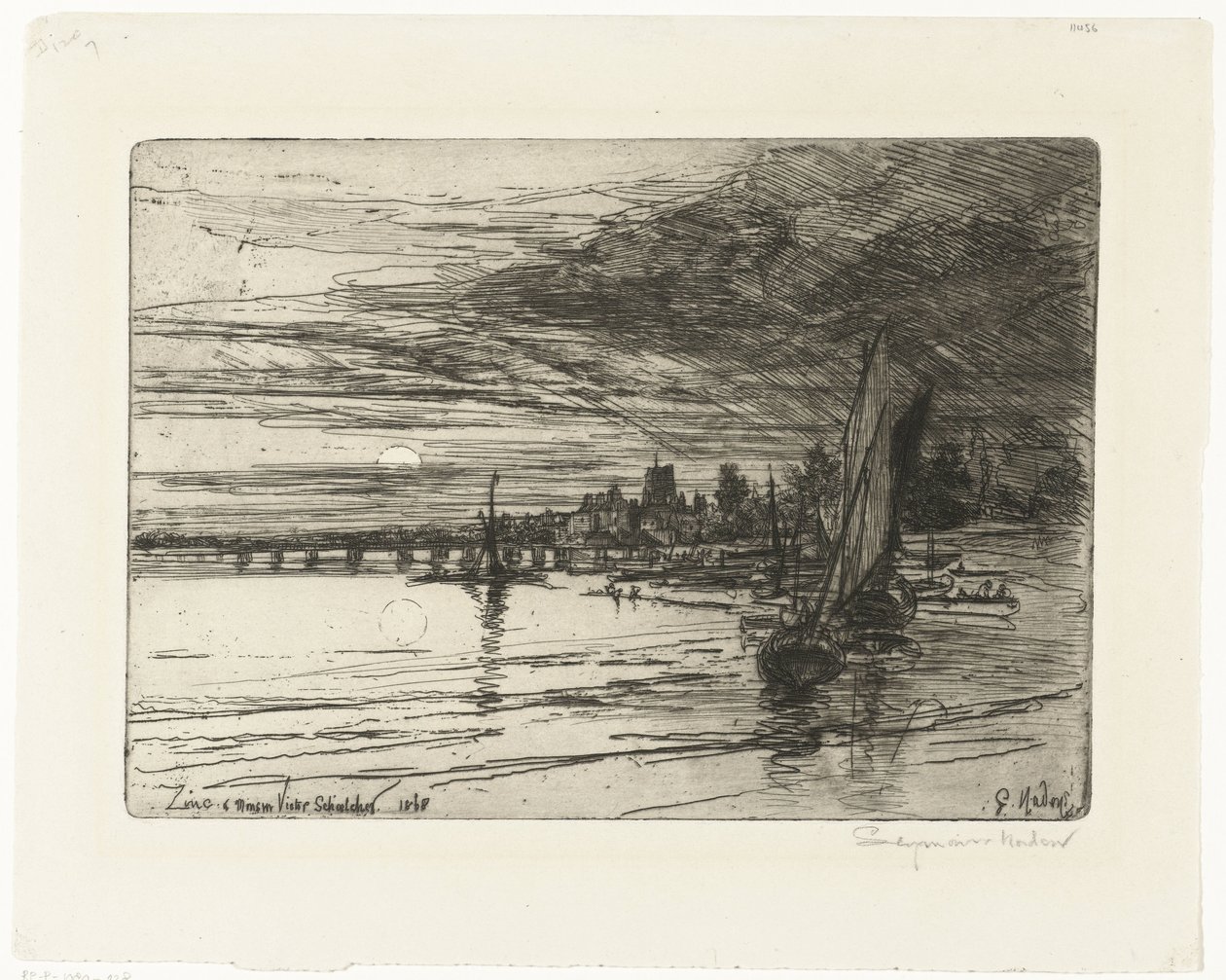 Most přes Temži Battersea Bridge od Francis Seymour Haden (Sir) (signed by artist)