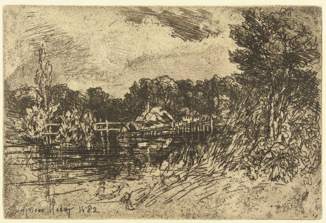 River Test v Longparish Test v Longparish od Francis Seymour Haden (Sir) (signed by artist)