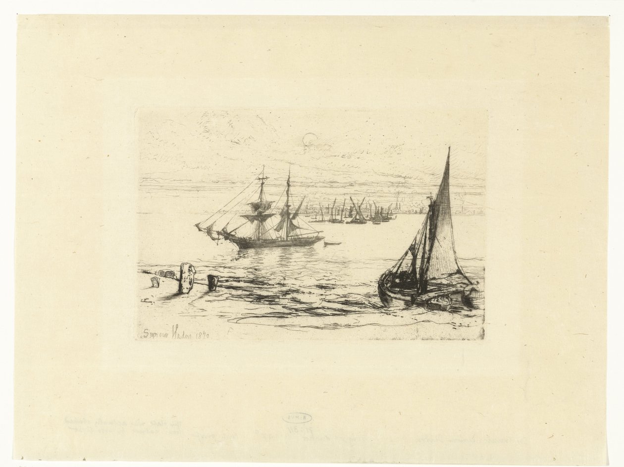 Loď na kotvě Briga na kotvě od Francis Seymour Haden (Sir) (signed by artist)