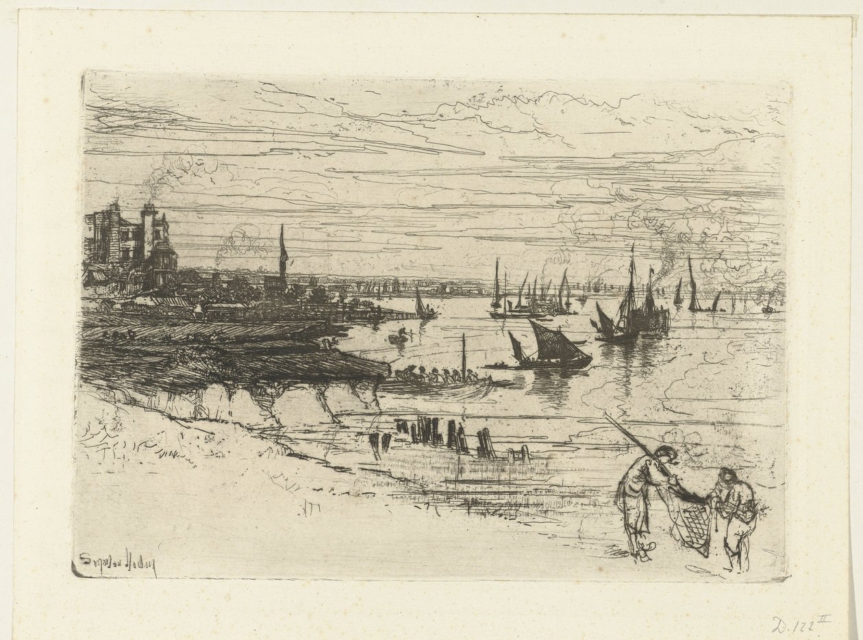 Hostinec na Temži The Inn, Purfleet od Francis Seymour Haden (Sir) (signed by artist)