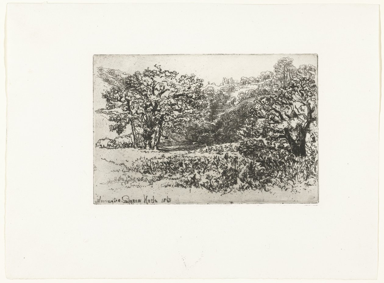 Krajina se stádem zvířat Stádo Werrington (název na objektu) od Francis Seymour Haden (Sir) (signed by artist)