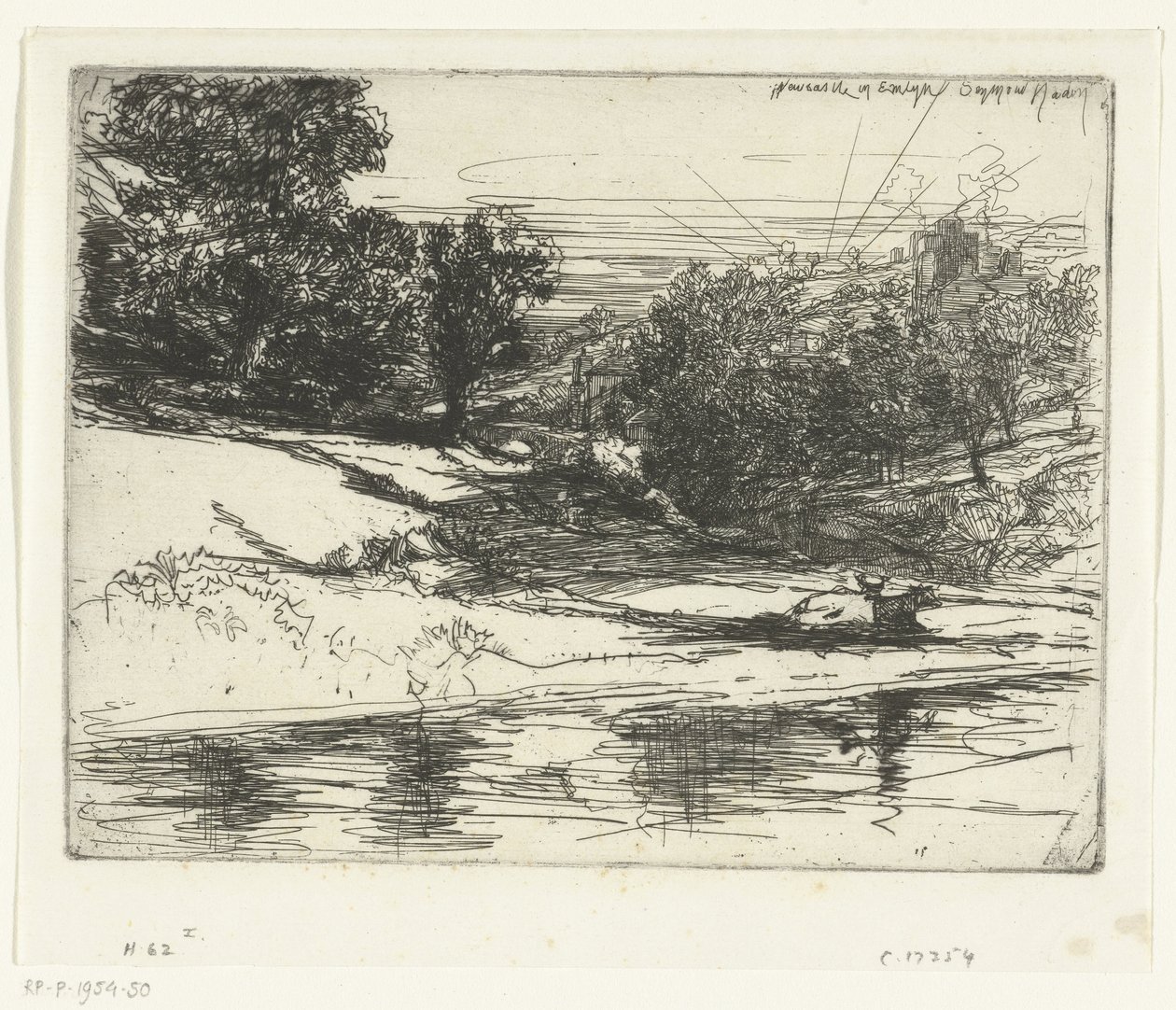 Krajina New Castle ve Walesu Newcastle in Emlyn (název na objektu) od Francis Seymour Haden (Sir) (signed by artist)