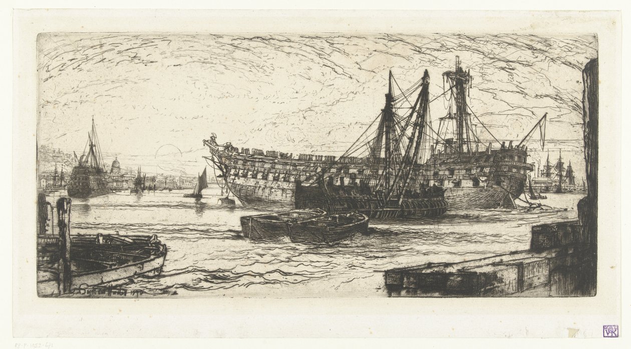 Demontáž lodi Agamemnon Rozbití Agamemnona od Francis Seymour Haden (Sir) (signed by artist)