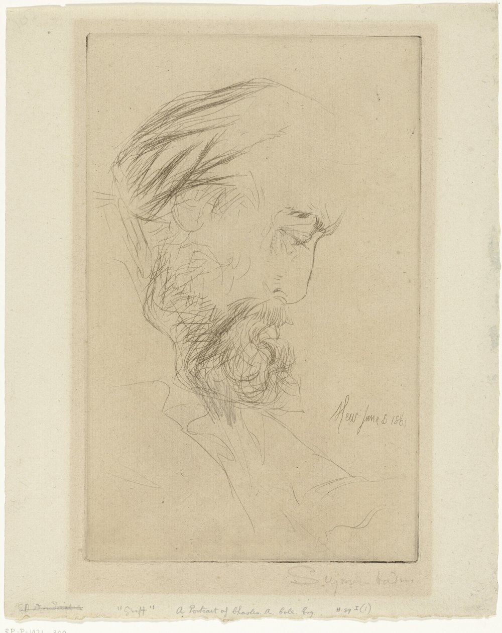 Portrét van Charlese Colea Griffe od Francis Seymour Haden (Sir) (signed by artist)