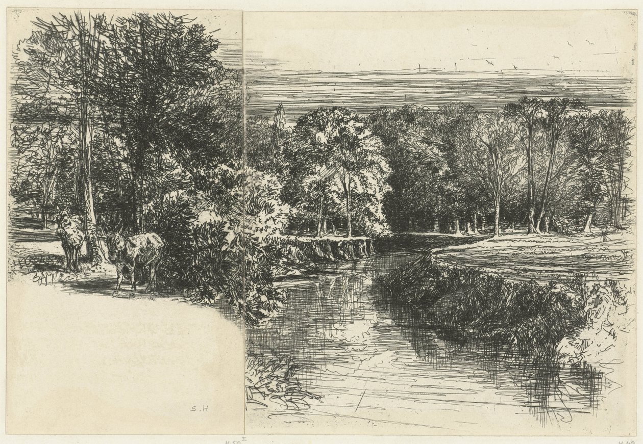 Dva osli a řeka Dundrum Dva osli Řeka Dundrum od Francis Seymour Haden (Sir) (signed by artist)