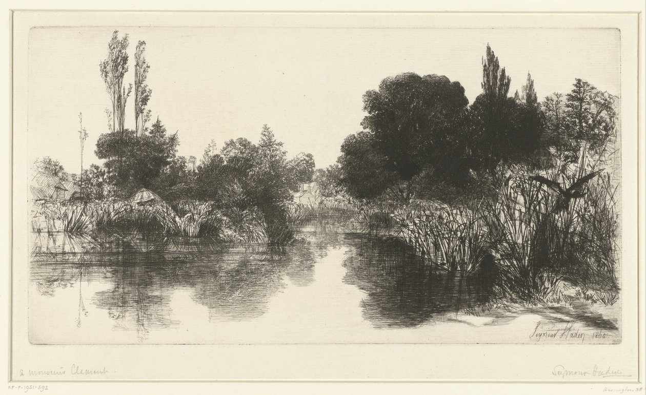 Rybník Rybník Shere Mill od Francis Seymour Haden (Sir) (signed by artist)