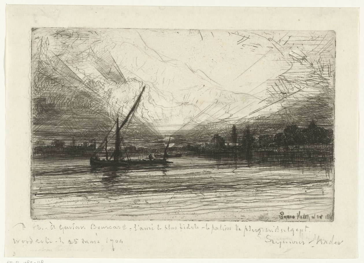 Západ slunce na Temži Západ slunce na Temži od Francis Seymour Haden (Sir) (signed by artist)