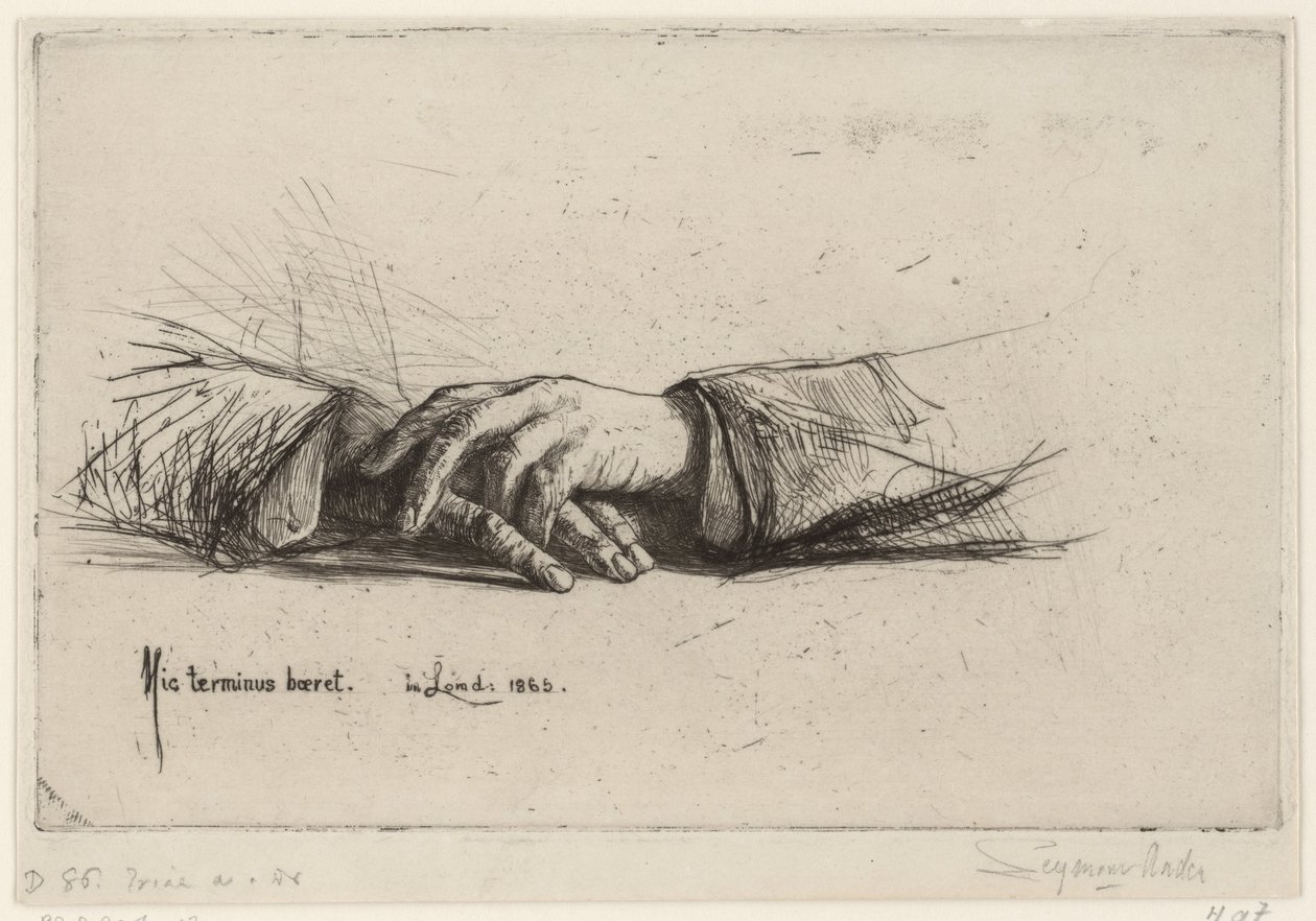 Rustende handen ruce složené leptové studie (název série) od Francis Seymour Haden (Sir)
