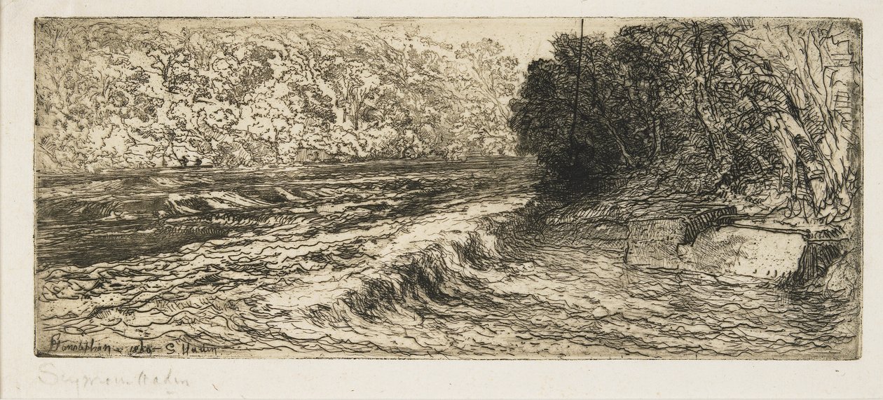 Pravděpodobné místo pro lososa, 1889 od Francis Seymour Haden