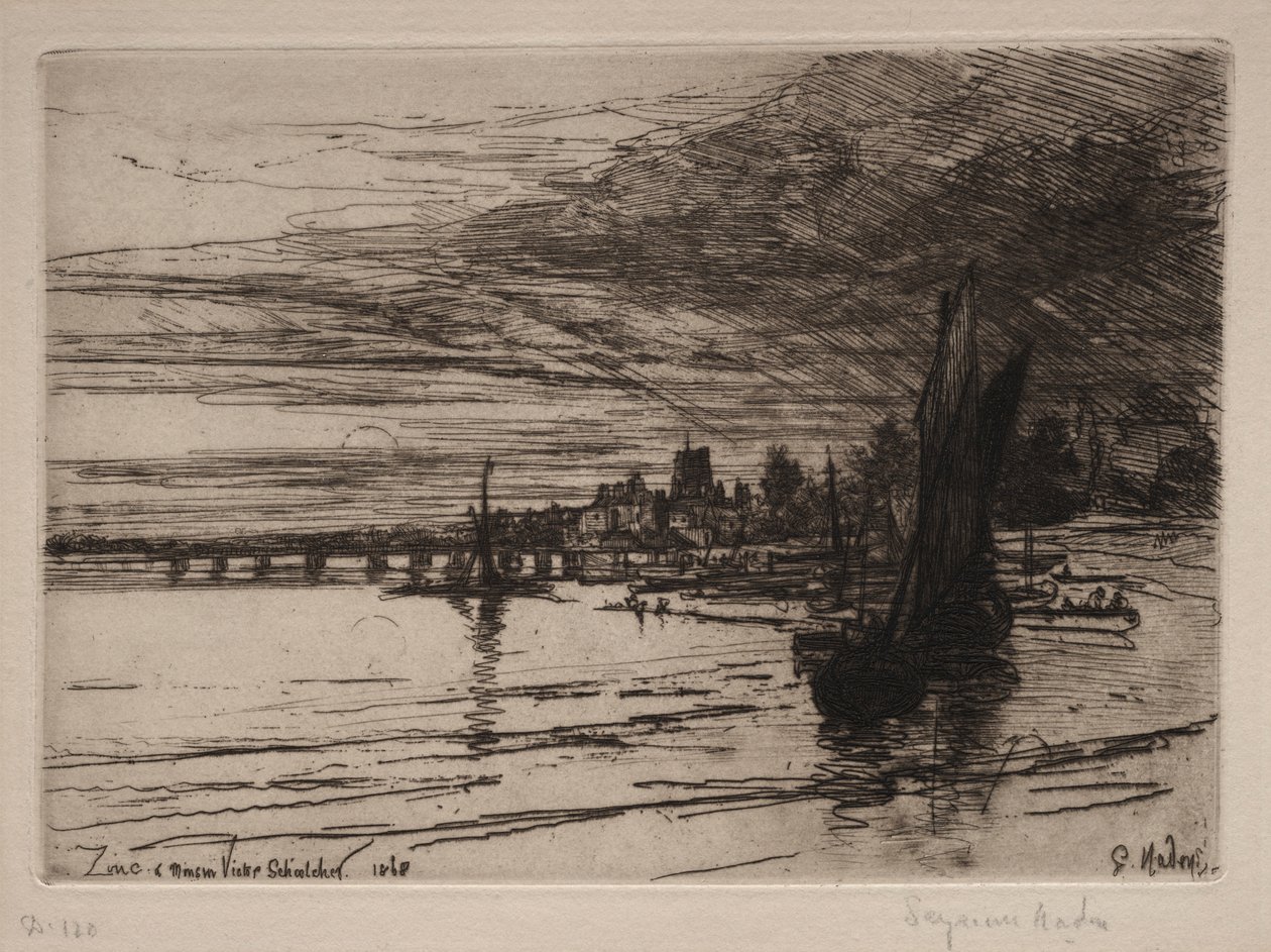 Battersea Bridge, 1868. od Francis Seymour Haden