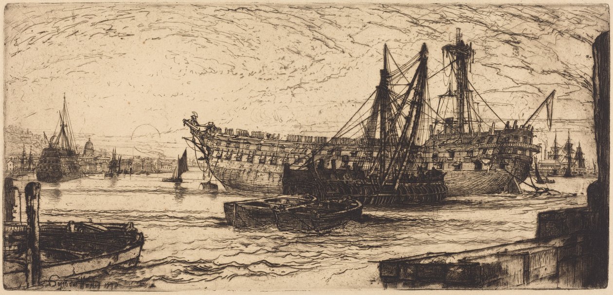 Rozebrání lodi Agamemnon od Francis Seymour Haden