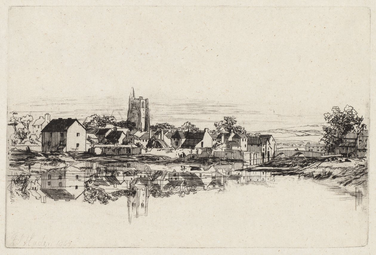Město Kidwelly od Francis Seymour Haden
