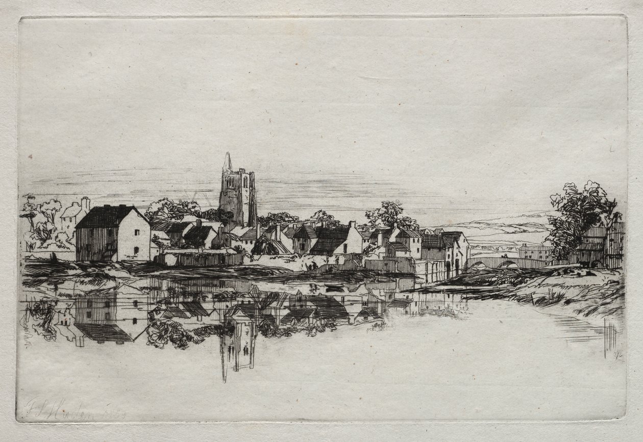Město Kidwelly od Francis Seymour Haden