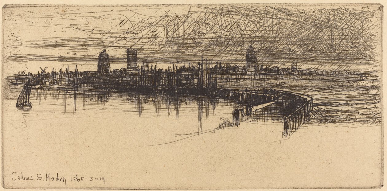 Malé molo Calais od Francis Seymour Haden
