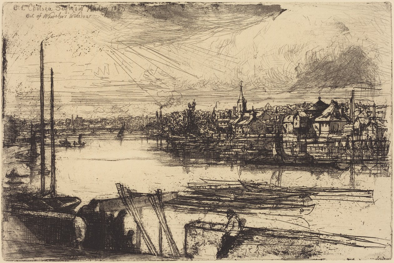 Staré Chelsea, z Whistlerova okna (Battersea Reach) od Francis Seymour Haden