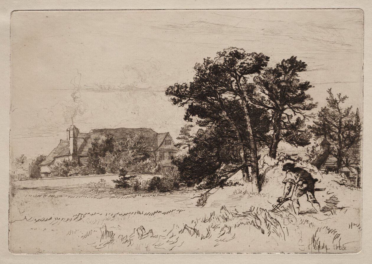 Old Willesley House, 1865. od Francis Seymour Haden