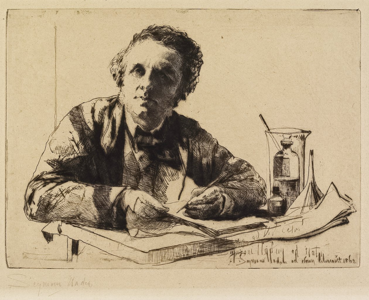 Portrét Francise Seymoura Hadena (č. 2) (při leptání), 1862 od Francis Seymour Haden