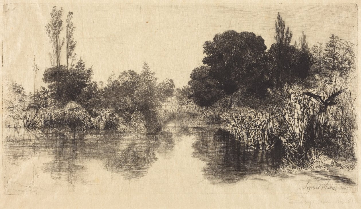 Rybník u mlýna Shere (větší obrázek) od Francis Seymour Haden