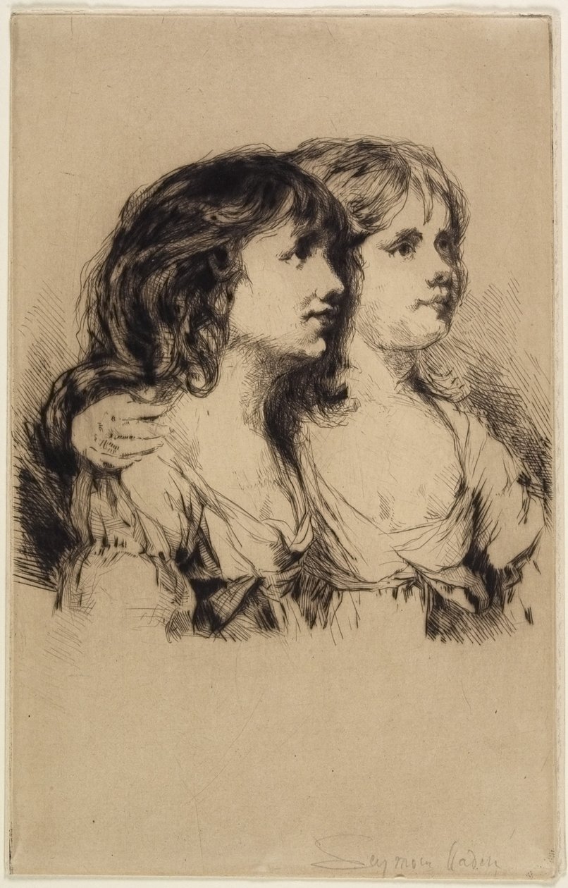 Dvojčata-Sarah a Anne Hadenovi (č. 2), 1885 od Francis Seymour Haden