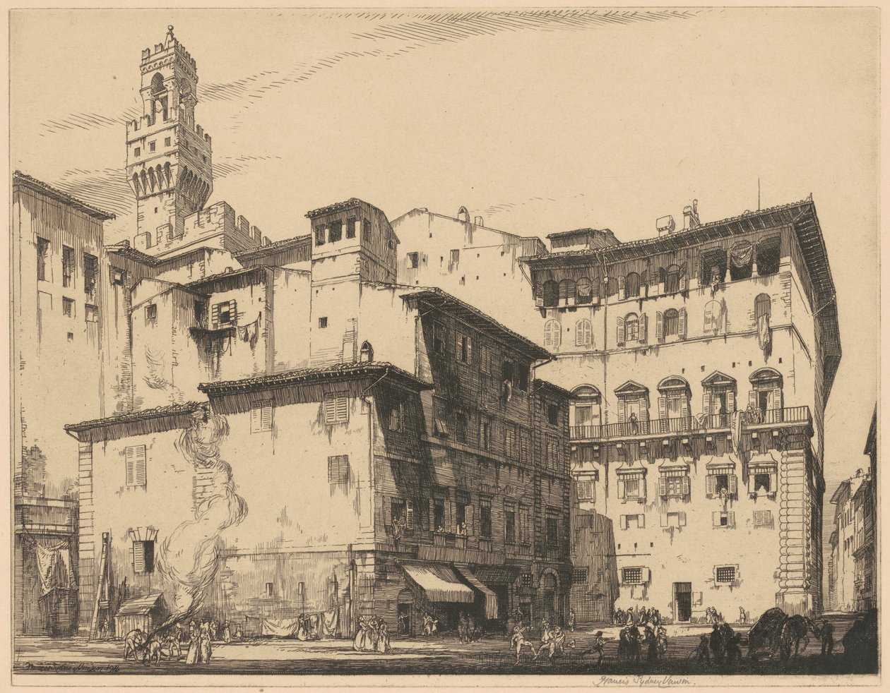 Municipio, Florencie od Francis Sydney Unwin
