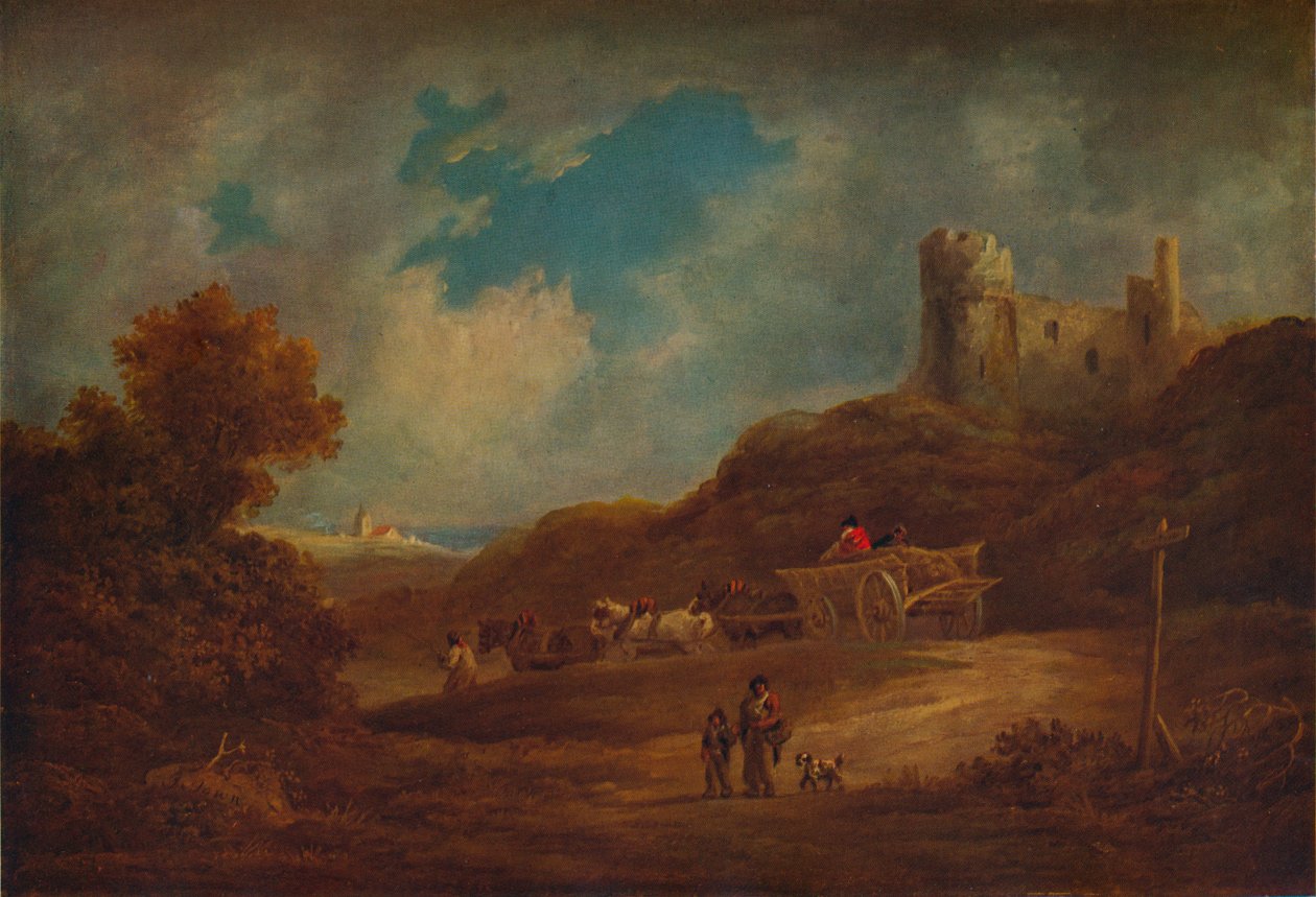 Hrad s vozem a koňmi, c1886, 1938 od Francis Towne