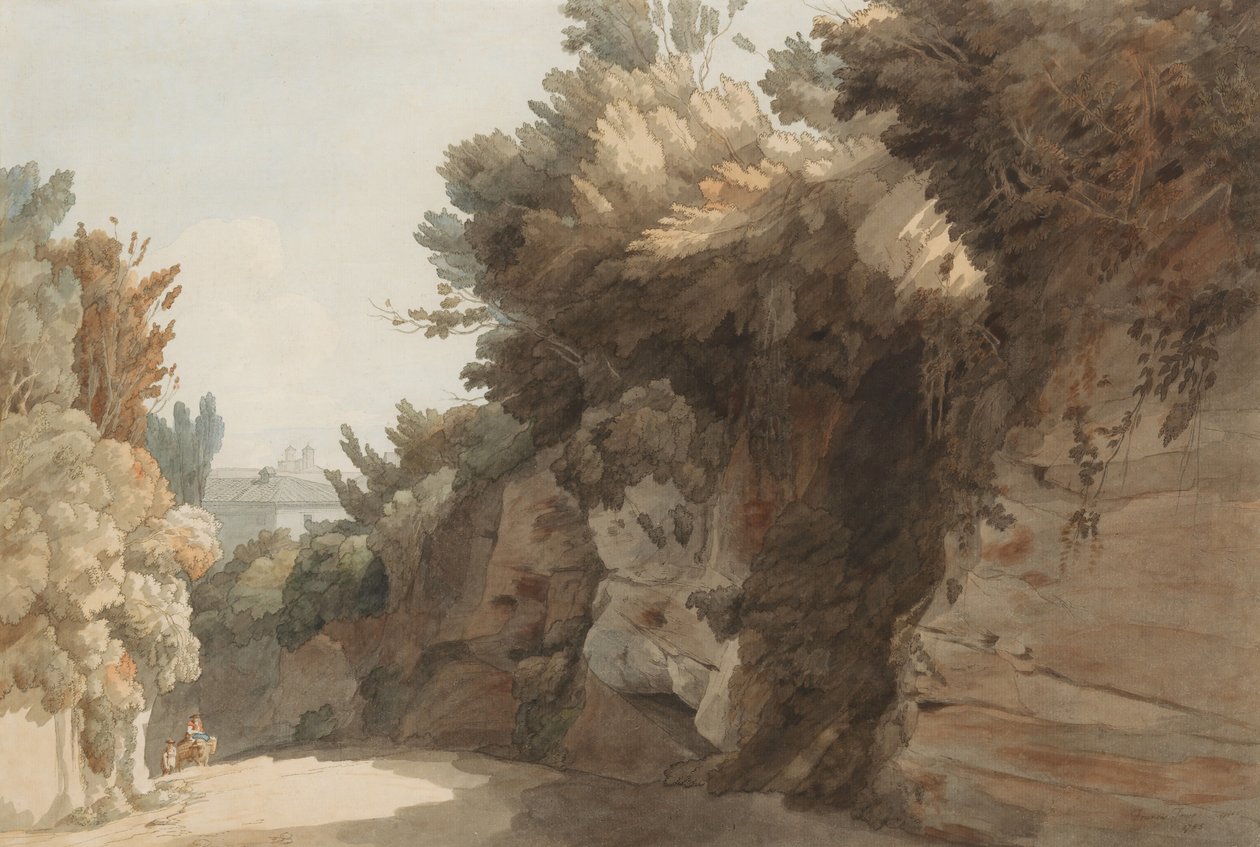 Pohled na Arco Scuro, pohled k vile Medici, Řím, 1785. od Francis Towne