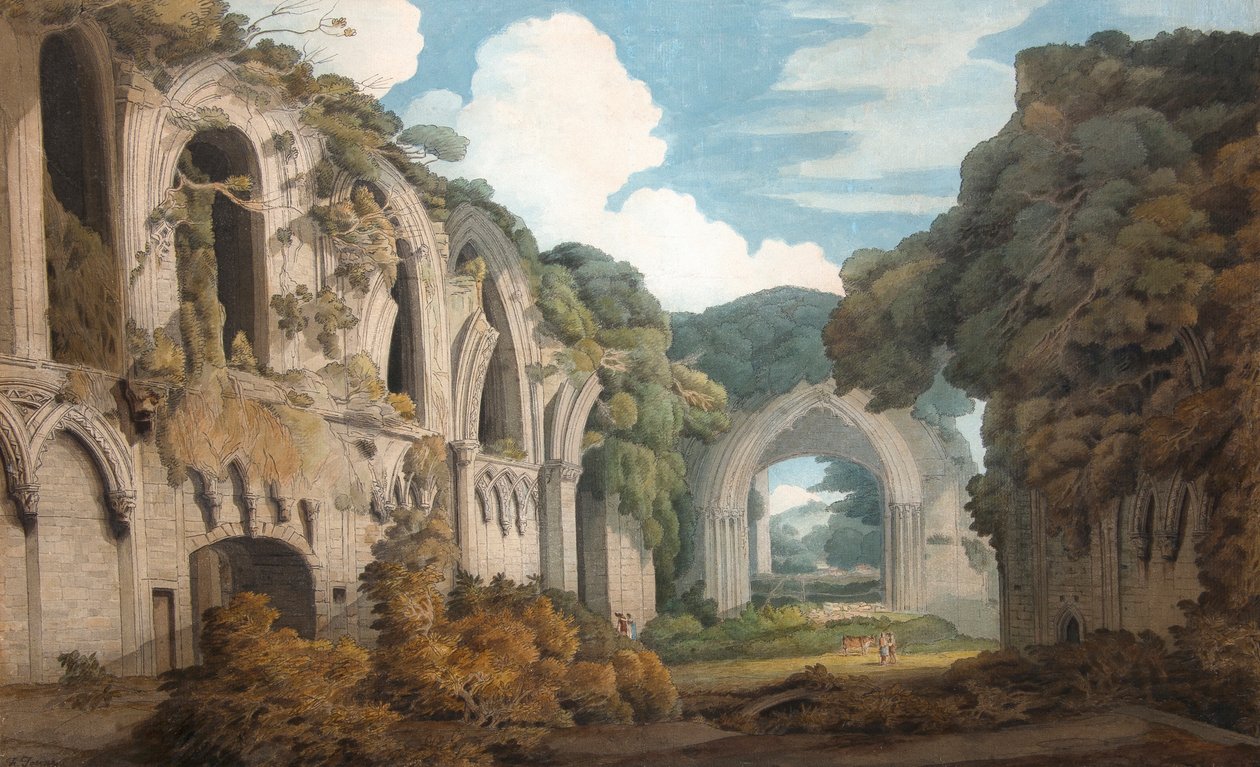 Pohled na opatství Glastonbury Abbey od Francis Towne