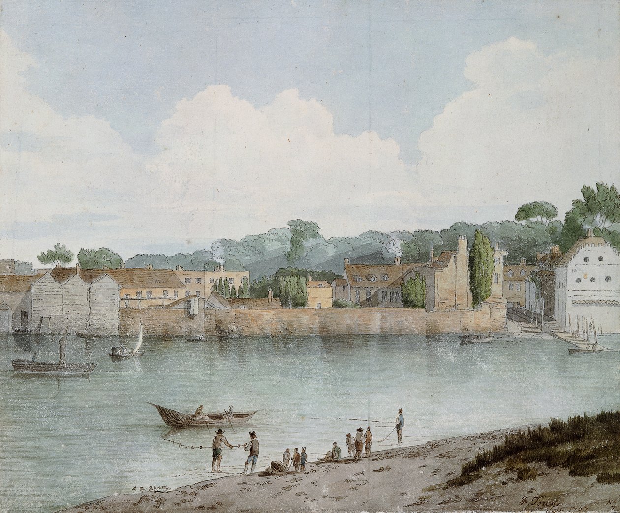 Vauxhall Stairs, z Millbank, 1797 od Francis Towne
