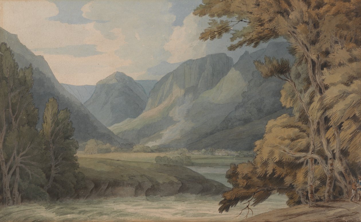 Pohled v Borrowdale na Eagle Crag a Rosthwaite od Francis Towne