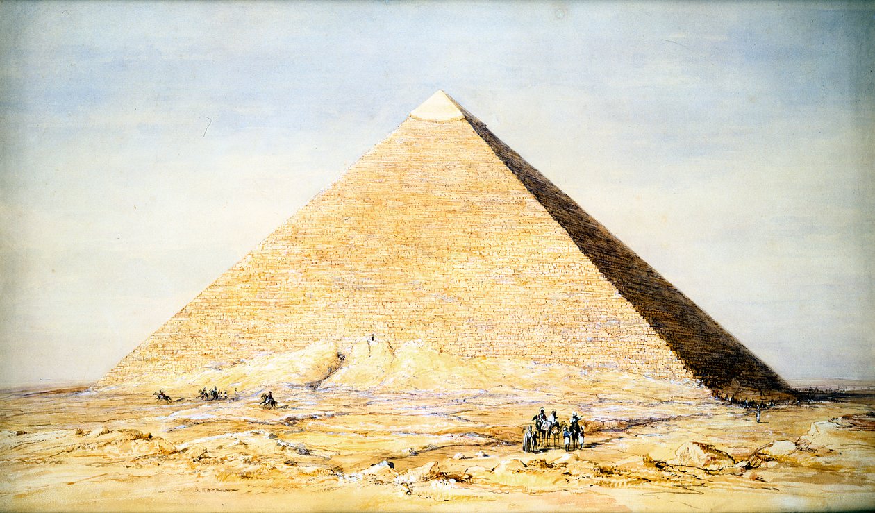 Velká Cheopsova pyramida v Gíze, Egypt, 4. dynastie, Stará říše, 26. století před naším letopočtem 1831 od Francis Vyvyan Jago Arundale