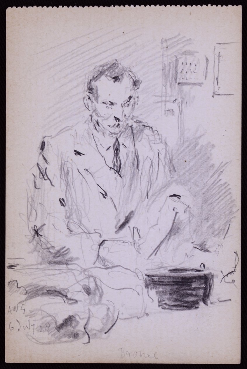 Portrét Gilberta? Bayes, c. 1928 (tužka na papíře) od Francis Wilfred Lawson