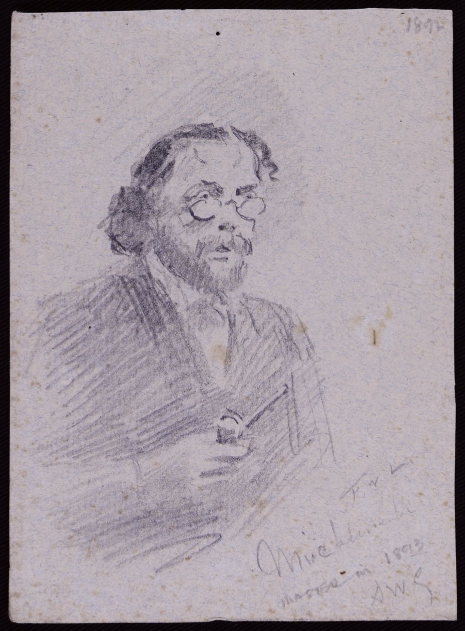Portrét JT Micklethwaite, cca 1893 (tužka na papíře) od Francis Wilfred Lawson