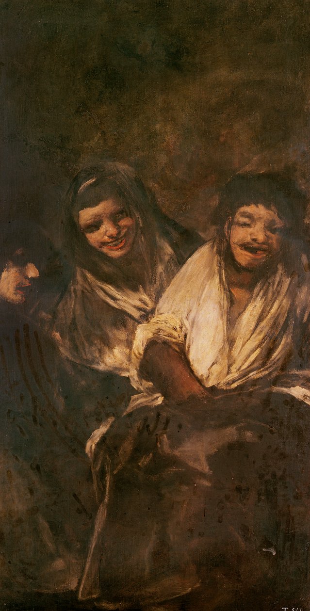Muž a dvě ženy se smějí od Francisco de Goya
