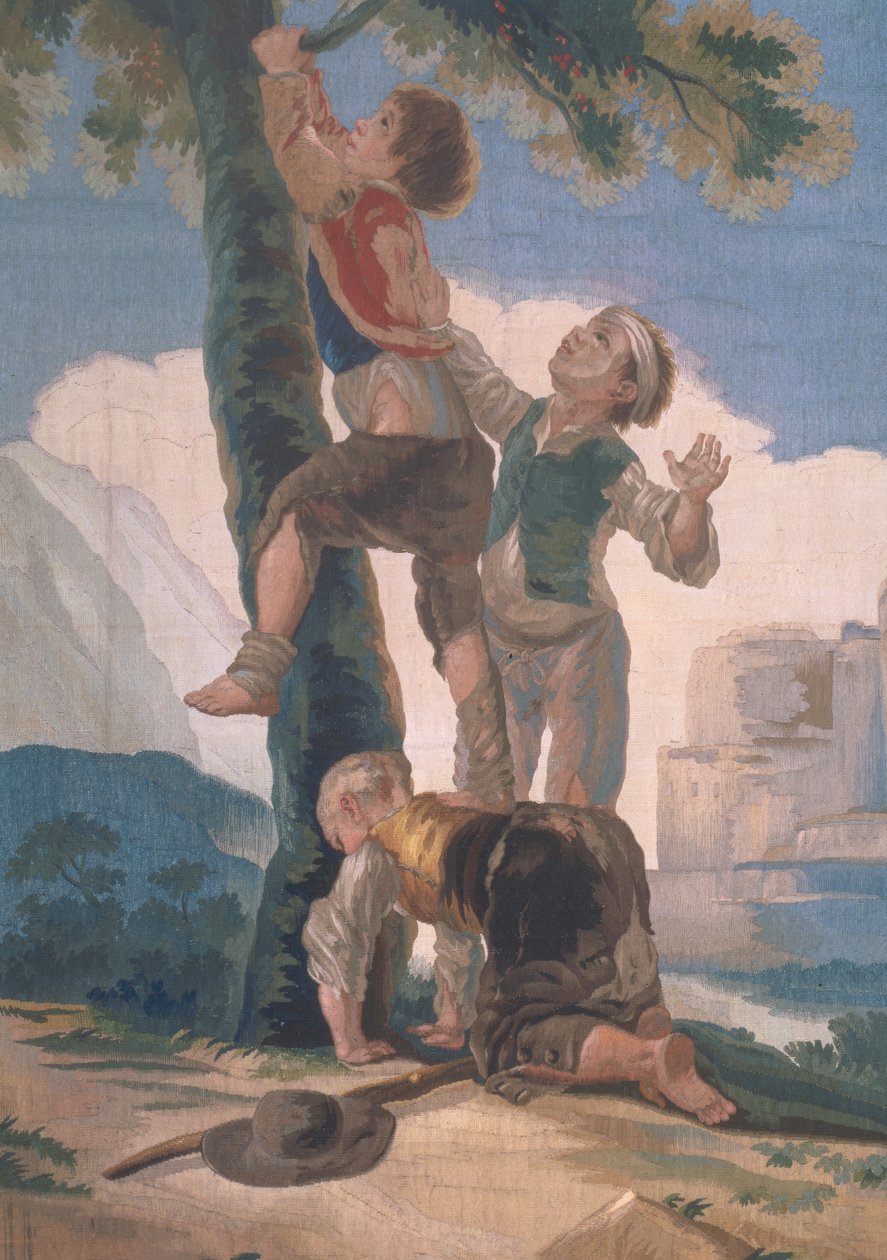 Chlapci lezou na strom (tapisérie) od Francisco de Goya