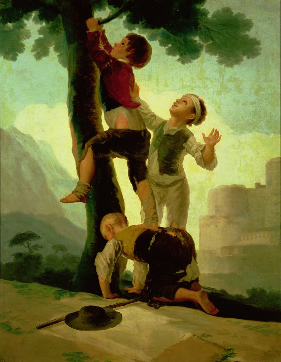 Kluci lezou na strom, karikatura pro gobelín, 1790-92 od Francisco de Goya