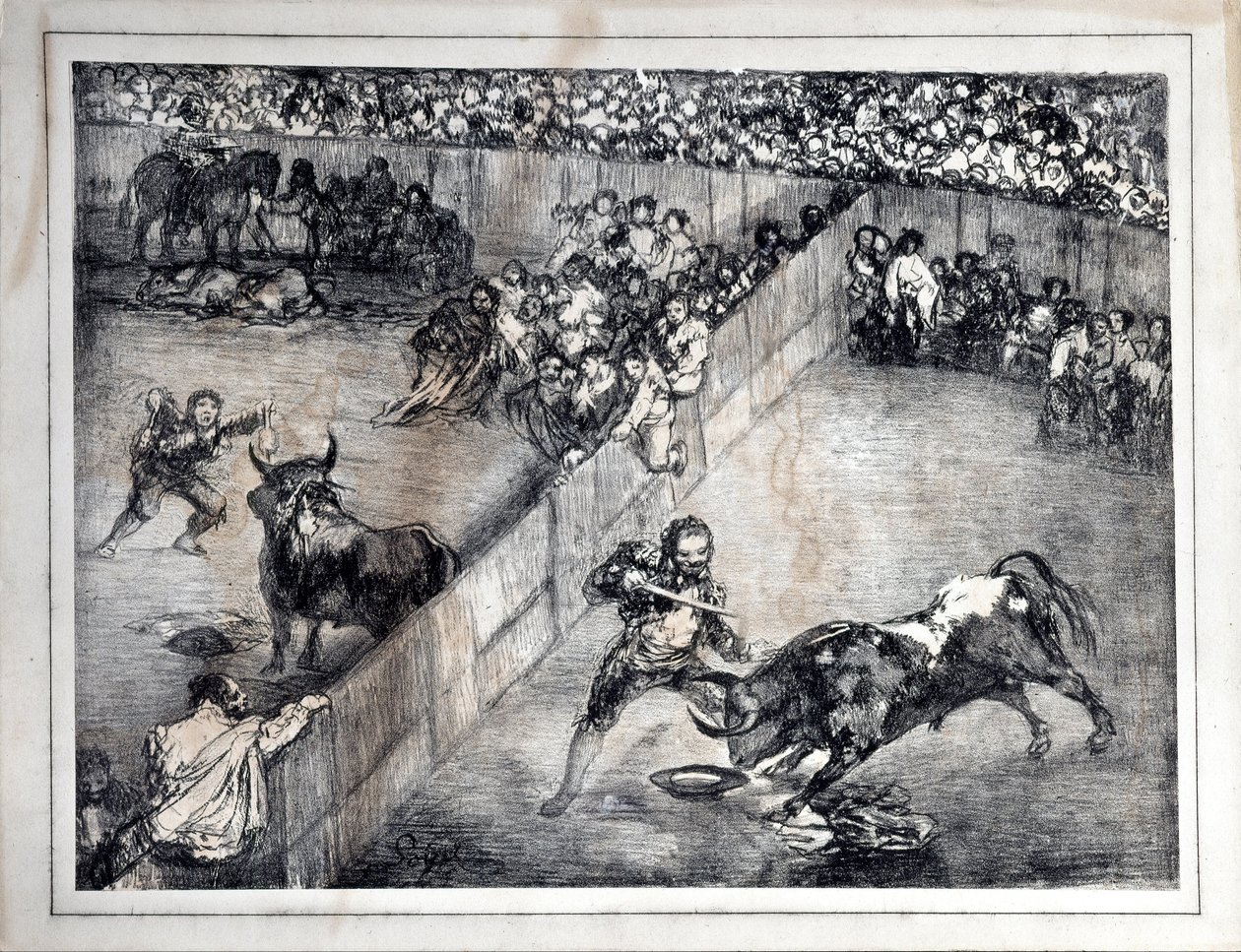Bullfing v rozděleném kruhu od Francisco de Goya