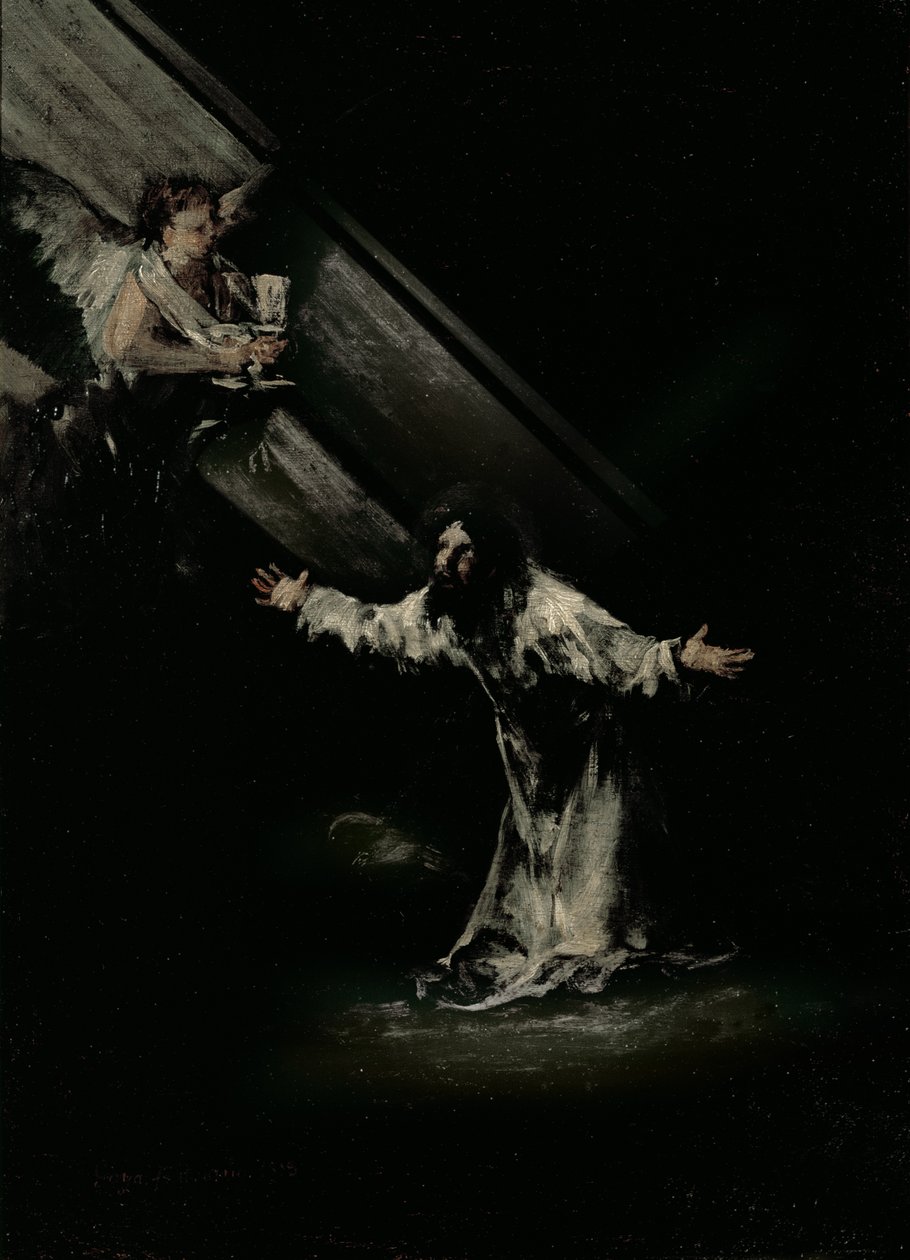 Kristus na hoře Olivetské, 1819 (olej na dřevě) od Francisco de Goya
