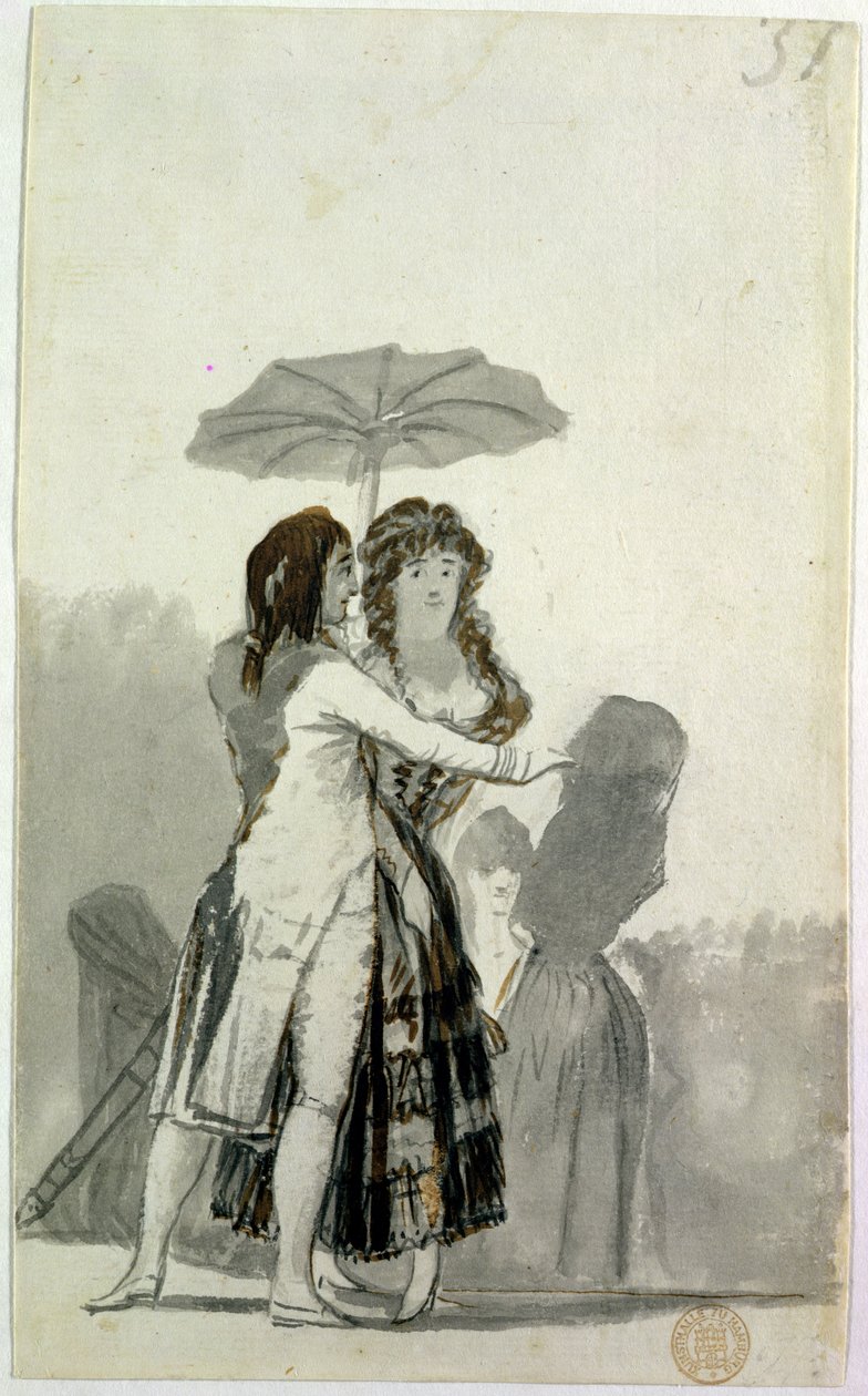 Pár se slunečníkem od Francisco de Goya