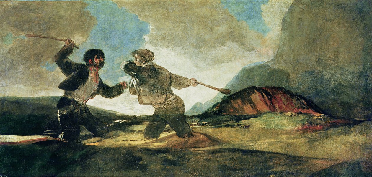 Duel s kluby od Francisco de Goya