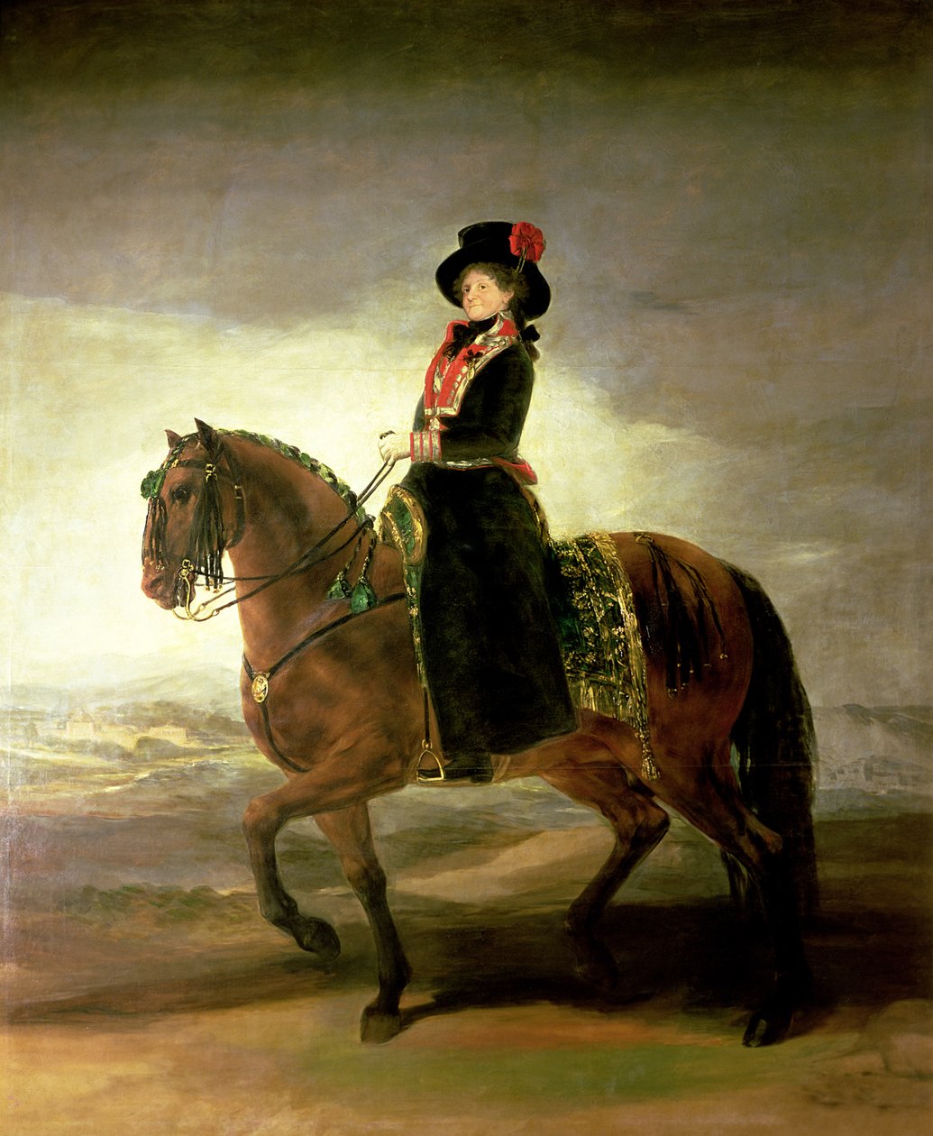 Jezdecký portrét královny Marie Luisy, manželky španělského krále Karla IV., 1799 od Francisco de Goya