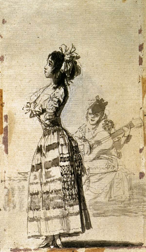 Dívka poslouchající kytaru od Francisco de Goya