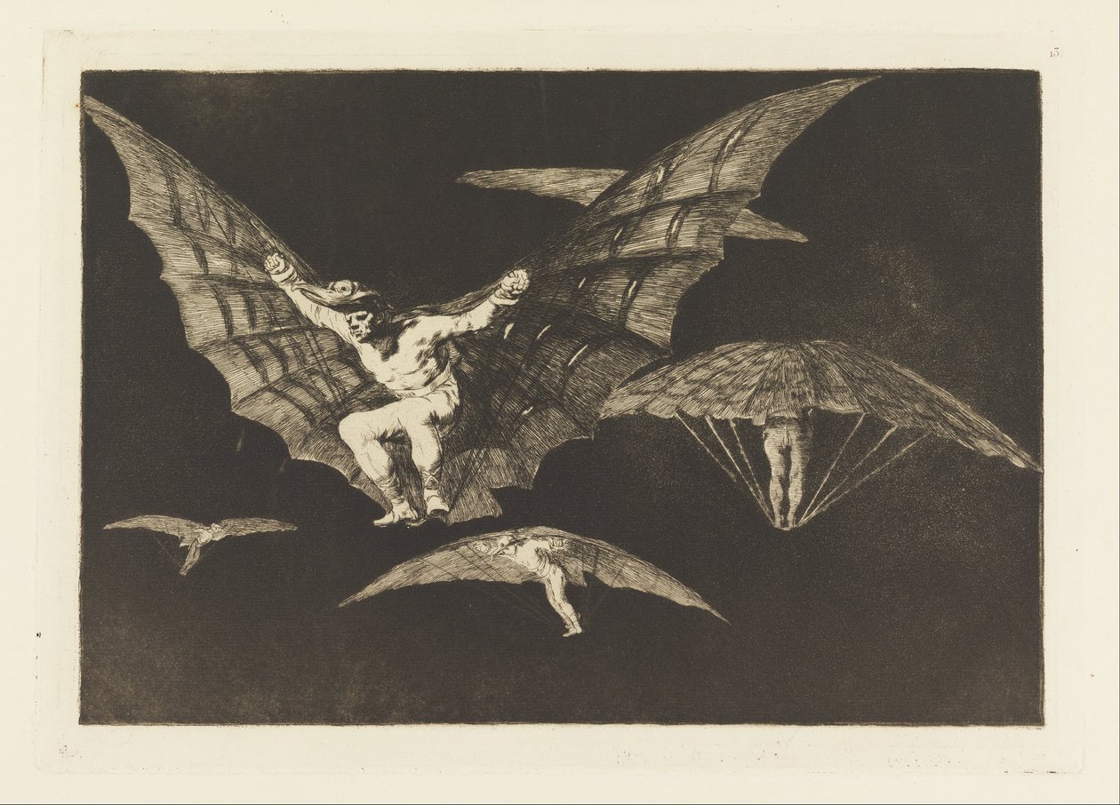 Způsob létání, talíř 13 v Příslovích od Francisco de Goya