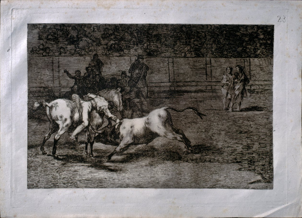 Mariano Ceballos, zvaný el Indio, zabije býka z koně od Francisco de Goya