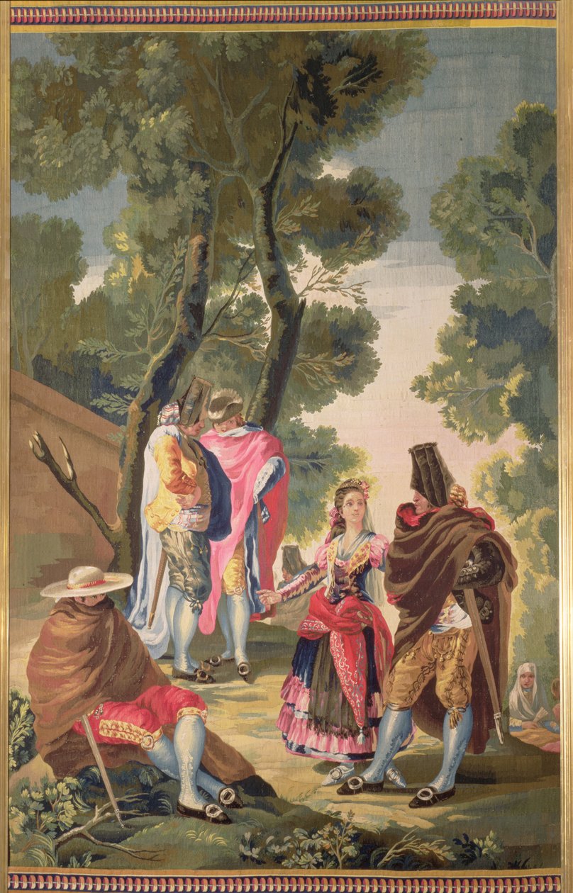 The Pretty Woman and the Masked Men (The Road of Andalusia) od Francisco de Goya