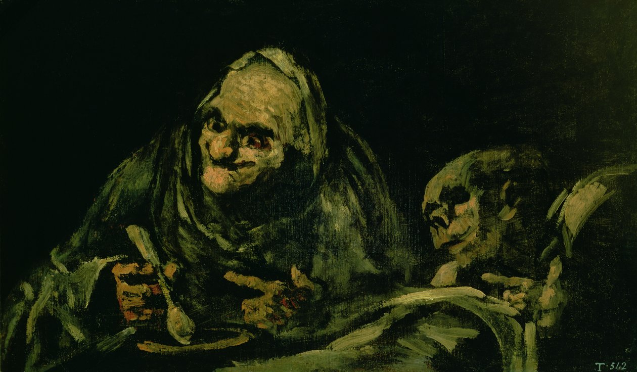 Dva staříci jedí, jeden z „černých obrazů“, 1819-23 od Francisco de Goya