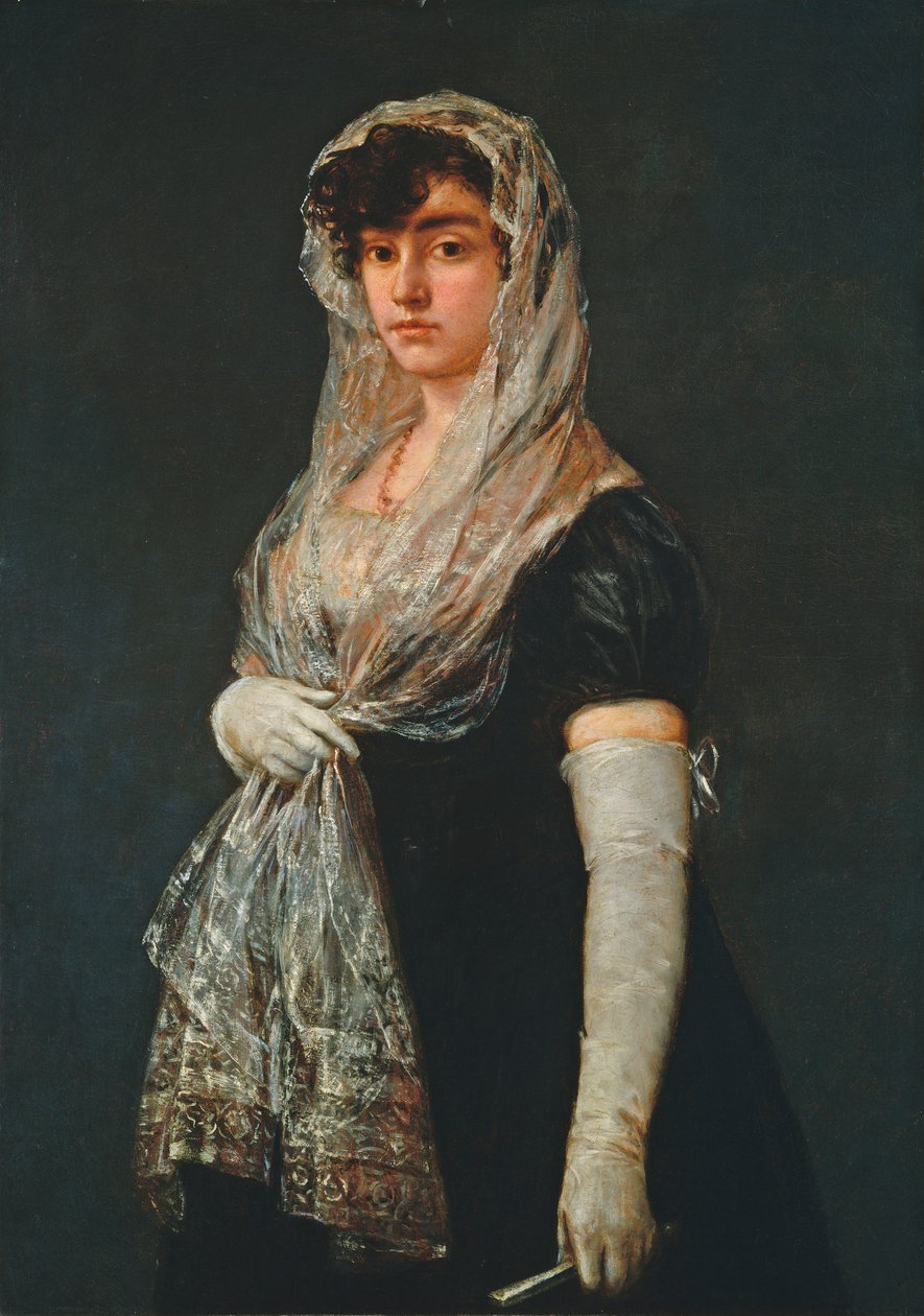 Mladá dáma na sobě Mantillu a Basquinu od Francisco de Goya